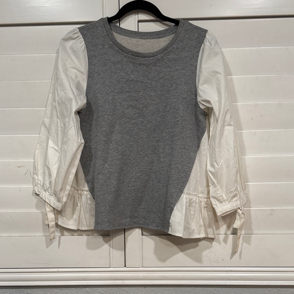 Elegant Gray and Cream Women's Blouse